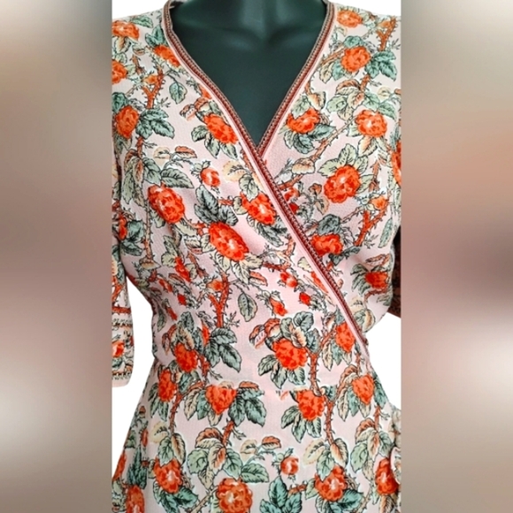 Max Studio | EUC Rose Floral Print Ruffle Sleeve Wrap High Low Dress | XS - Picture 11 of 13